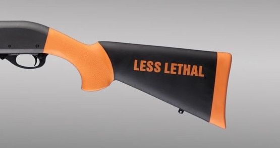 The Hogue Orange Overmolded Shotgun stock and forend is a favored Law Enforcement choice when a less-lethal tactical response is required.
